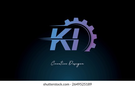 KI Gear Fusion Logo – Industrial Tech-Inspired Letter mark Futuristic Industrial Letter Mark Design for Technology and Engineering Brands.
