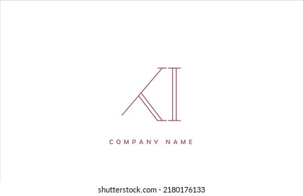 Monograma con el logotipo de las letras abstractas de KI, IK