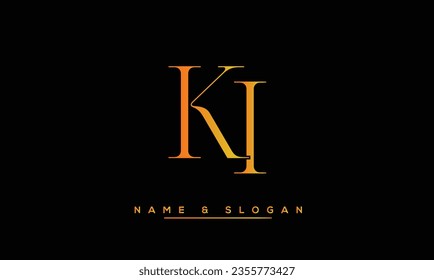Monograma con el logotipo de las letras abstractas de KI, IK