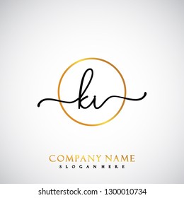KI Initial Handwriting logo template vector