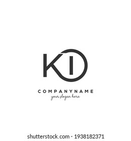 KI Initial Letter Logo Inside Circle Shape Inside Rounded Black Monogram