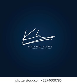 KI Initial Letter Signature Logo Template - Handwritten Vector Logo Template