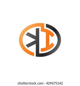 KI initial letters looping linked ellipse logo orange black