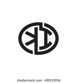 KI initial letters looping linked ellipse monogram logo