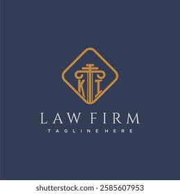 KI initial monogram logo for lawfirm with pillar in creative square design