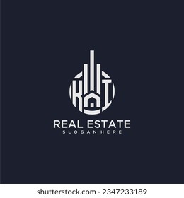 KI initial monogram logo for real estate with creative circle design vector