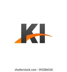 KI initial overlapping swoosh letter logo black orange