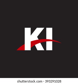 KI initial overlapping swoosh letter logo white red black background