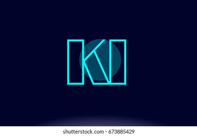 ki k i blue line circle letter logo alphabet creative company vector icon design template