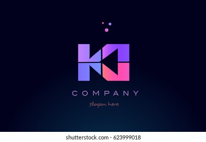 ki k i creative color blue background pink purple blue magenta alphabet letter company logo vector icon design