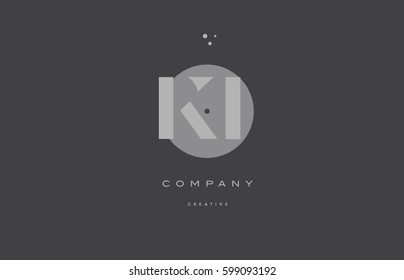 ki k i  grey modern stylish alphabet dot dots eps company letter logo design vector icon template 