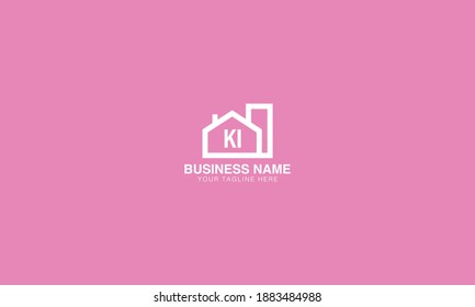 ki k i initial  based abstract modern minimal creative logo, vector template image. luxury logotype logo, real estate homie logo.