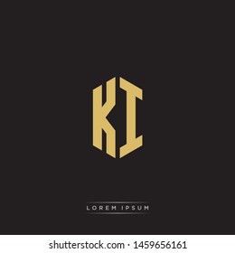 KI K I Logo Emblem Hexagon Capital Letter Modern Template