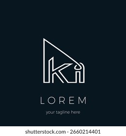 KI Letter Logo, creative logo vector icon for company, contractor, architect, property or other business