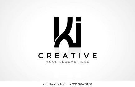KI Letter Logo Design Vector Template. Alphabet Initial Letter KI Logo Design With Glossy Reflection Business Illustration.
