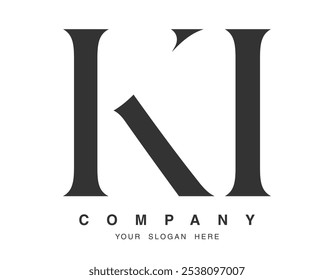 KI logo design. Initial letter k and i serif font style. Creative classic company name typography. Trendy logotype or identity. Vector illustration.