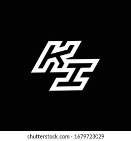 KI logo monogram with up to down style negative space design template isolated on black background