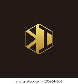 KI Logo Monogram with Negative space gold colors