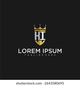 KI luxury letter monogram for crown and shield logo design