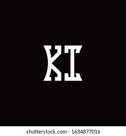 KI monogram logo with curved side style design template
