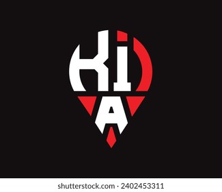 Diseño de logotipo de la forma de ubicación de la letra KIA