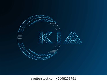 Diseño de Vector de logotipo de letra polivinílica baja KIA. Diseño de logotipo de poliéster inferior KIA. Logotipo de poliéster bajo.
