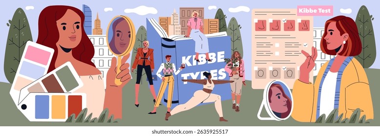 Kibbe Types concept. An engaging exploration of personal style identities through the Kibbe body types, featuring diverse individuals in various stylish urban and natural settings.