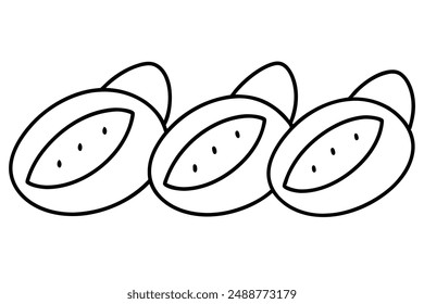 Kibbeh Line Art Design Monochrome Middle Eastern Dish Illustration