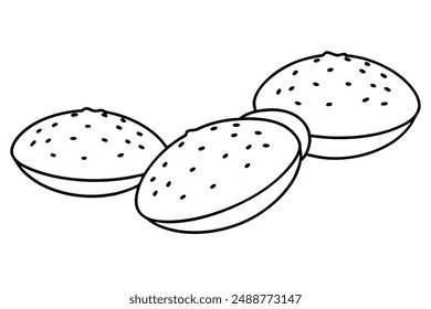 Kibbeh Line Art Traditional Middle Eastern Dish Hand Drawn Design