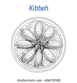 Kibbeh vector illustration. Hand drawn image. Jewish food