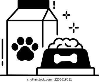 kibble box and Tray concept, Animal Feed with Accessories vector icon design, Pet and Vet symbol, Animal Shelter sign, critter stock illustration 