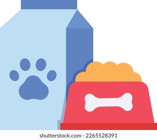 kibble box and Tray concept, Animal Feed with Accessories vector color icon design, Pet and Vet symbol, Animal Shelter sign, four legged friends stock illustration