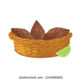 Kibe roast in basket on a white background.