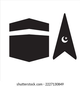 Kiblat sign design. Indonesia Text Translation: Qibla - The Direction of Praying.