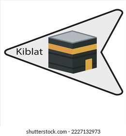 Kiblat sign design. Indonesia Text Translation: Qibla - The Direction of Praying.