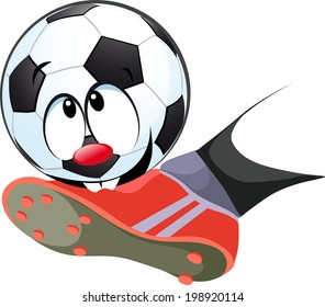 kick the ball biting - funny vector illustration