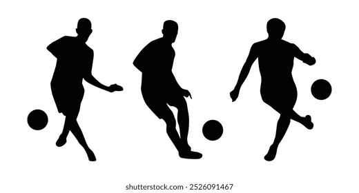 Kick ball football player silhouettes