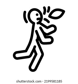 kick ball man accident line icon vector. kick ball man accident sign. isolated contour symbol black illustration