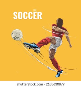 soccer player kicking vector