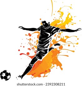 kick the ball soccer vector illustration. digital hand draw
