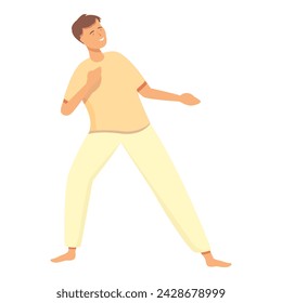 Kick beauty capoeira icon cartoon vector. Training martial art. Sport kid