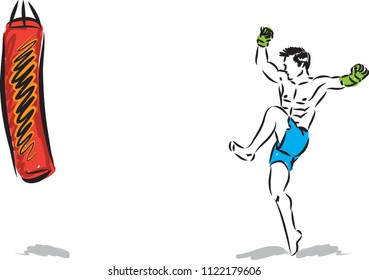 KICK BOXING JUMP MAN VECTOR ILLUSTRATION SEQUENCE 3
