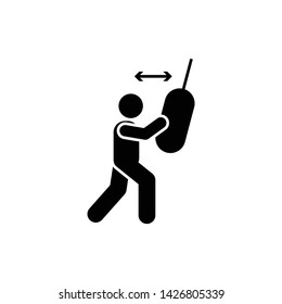 Kick boxing man fitness gym with arrow pictogram
