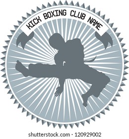 Kick Boxing Or Martial Art Logo With Text And Ribbon