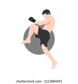 boxeo en patada, muaythai, diseño simple aislado y vector de silueta