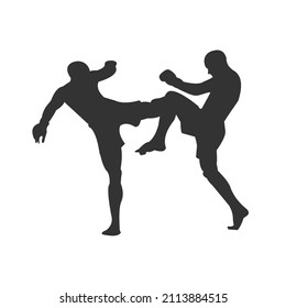 kick boxing, muaythai, simple isolated and silhouette vector design