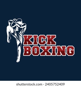 Kick Boxing people Boxer Red and Blue Detailed Logotype Vector