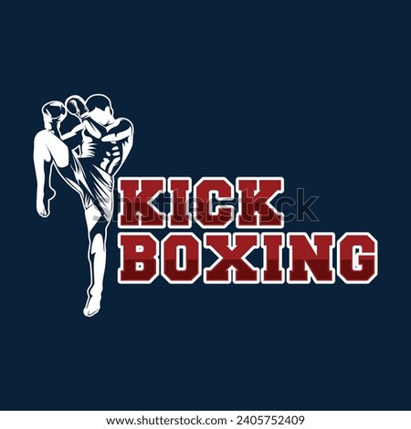 Kick Boxing people Boxer Red and Blue Detailed Logotype Vector