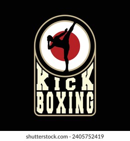 Kick Boxing Person Silhouette  Black Red and White Logotype