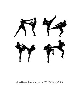 Kick Boxing Silhouette Logo Vector